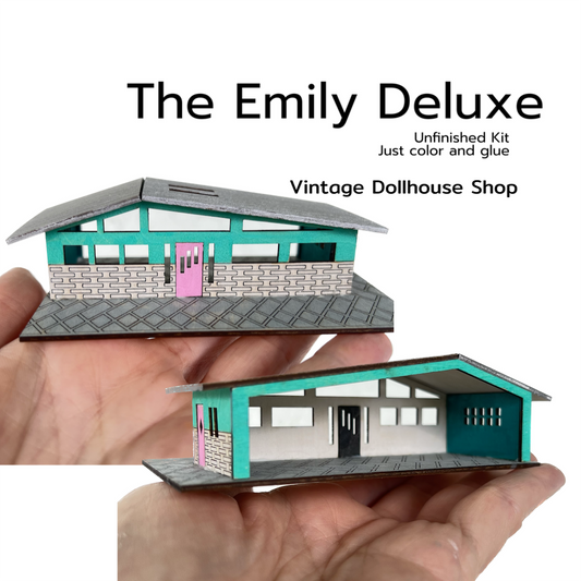 The Emily Deluxe, Mid Century Modern Miniature Dollhouse 1:144