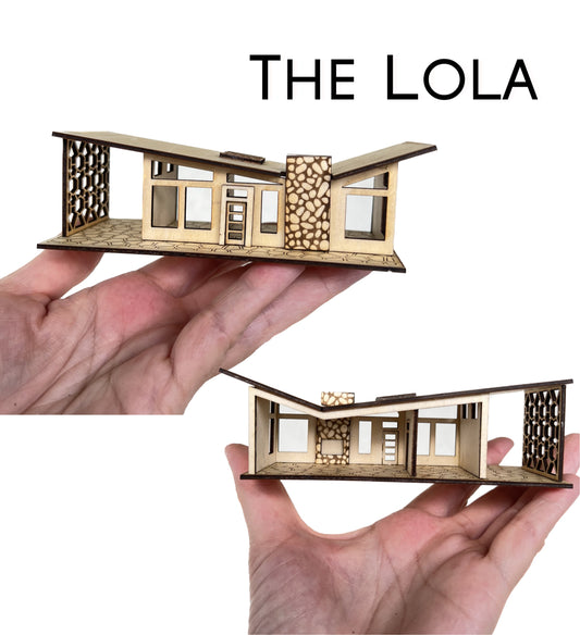 The Lola, Mid Century Modern Miniature Dollhouse 1:144
